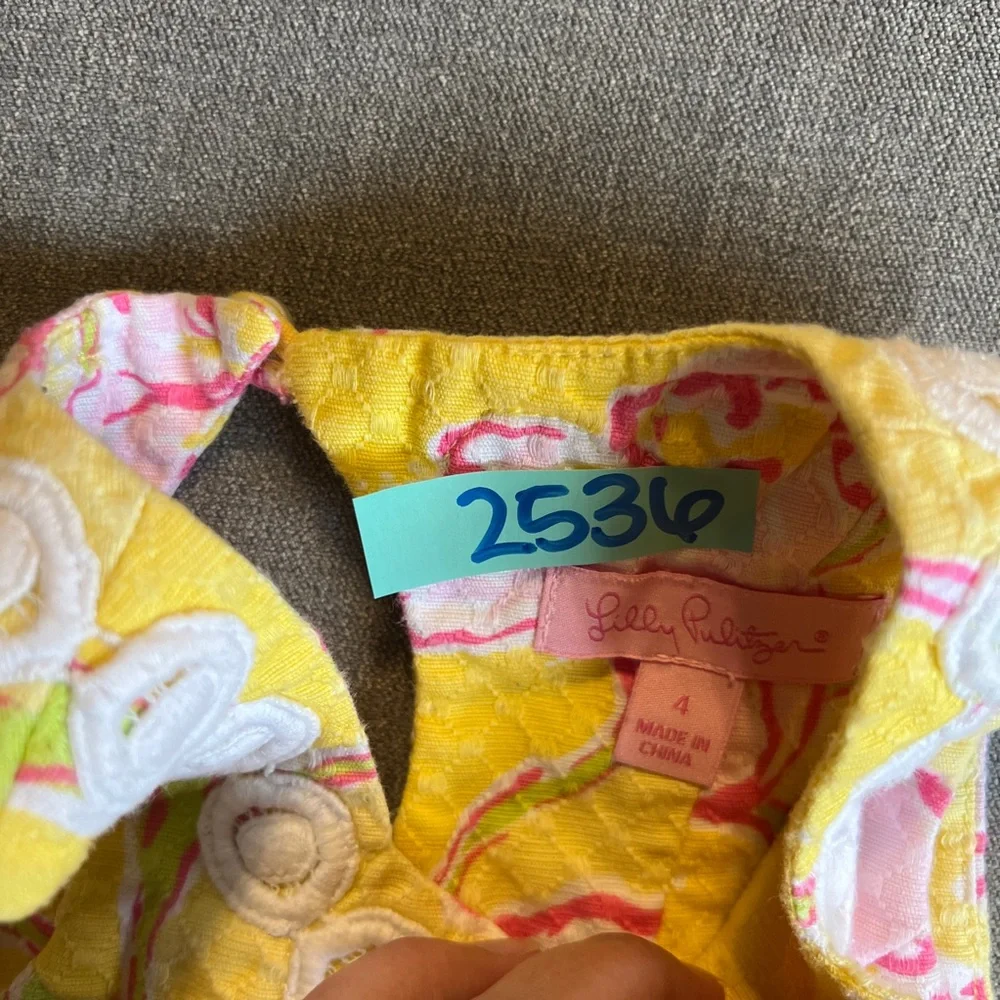 Lilly Pulitzer dress‎ girls 4 yellow pink adelson day star fruit mini floral